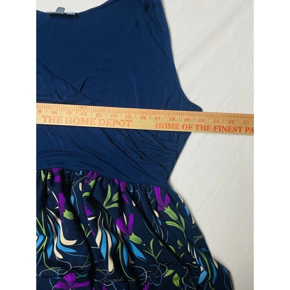 Modcloth Maxi Dress XL Floral Side Slit Sleeveless Cottagecore Faux Wrap Stretch - Picture 7 of 9